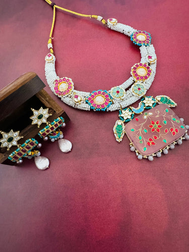 Ahmedabadi Kundan Statement Jewelry | Semi-Precious Stones | Brass Base | Gold Plated | Silver Foil | Free Shipping | Ships from California